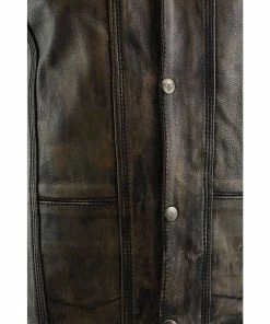 Motorcycle Vests Milwaukee Leather MLM3540 Men's ‘10 Pocket’ Distressed Brown MC Leather Vest