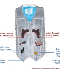 Motorcycle Vests Milwaukee Leather MLM3540 Men's ‘10 Pocket’ Distressed Brown MC Leather Vest