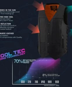 Milwaukee Leather MLM3541 Men's Black 'Cool-Tec' 10-Pocket Leather Vest