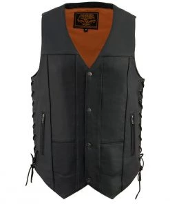 Milwaukee Leather MLM3541 Men's Black'Cool-Tec' 10-Pocket Leather Vest