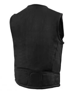Milwaukee Leather MLM3550 Men's Black Zipper Front Long Length Leather Vest Motorcycle Vests