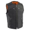 Milwaukee Leather MLM3550 Men's Black Zipper Front Long Length Leather Vest Motorcycle Vests