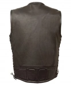 Milwaukee Leather MLM3551 Men's Black Zipper Front Full Side Lace Leather Vest