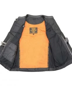 Motorcycle Vests Milwaukee Leather MLM3560 Men's Black Leather Vest With Reflective Piping