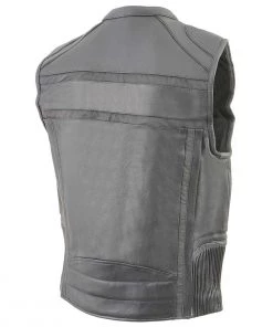 Motorcycle Vests Milwaukee Leather MLM3560 Men's Black Leather Vest With Reflective Piping