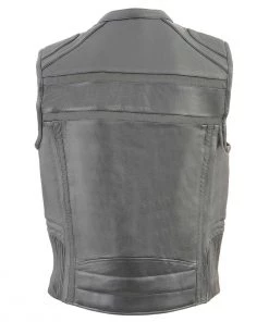 Motorcycle Vests Milwaukee Leather MLM3560 Men's Black Leather Vest With Reflective Piping