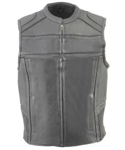 Motorcycle Vests Milwaukee Leather MLM3560 Men's Black Leather Vest With Reflective Piping