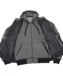 Leather Motorcycle Jackets Milwaukee Leather MLM3562 Men's'2 In 1' Distressed Grey Leather Vest With Reflective Skulls