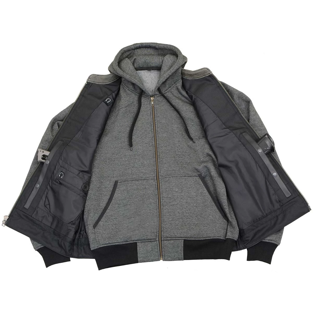 Leather Motorcycle Jackets Milwaukee Leather MLM3562 Men's '2 In 1' Distressed Grey Leather Vest With Reflective Skulls