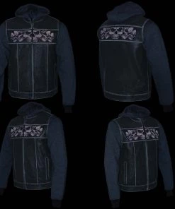 Leather Motorcycle Jackets Milwaukee Leather MLM3562 Men's'2 In 1' Distressed Grey Leather Vest With Reflective Skulls