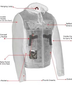 Milwaukee Leather MLM3563 Men's'2 In 1' Black Leather Vest With Reflective Skulls Leather Motorcycle Jackets