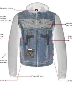 Leather Motorcycle Jackets Milwaukee Leather MLM3561 Men's'2 In 1' Distressed Brown Leather Vest With Reflective Skulls