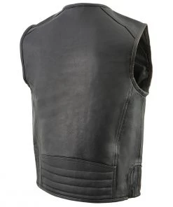 Motorcycle Vests Milwaukee Leather MLM3570 Men's Black Leather Vest With Side Stretch Flex