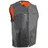 Motorcycle Vests Milwaukee Leather MLM3570 Men's Black Leather Vest With Side Stretch Flex