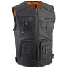 Milwaukee Leather MLM3580 Men's Black Leather Zipper Front Super Utility Multi Pocket Vest