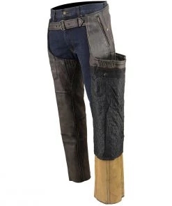 Milwaukee Leather MLM5500 Men's Distressed Brown Four Pocket Thermal Lined Leather Chaps Motorcycle Pants & Chaps
