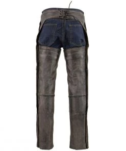 Milwaukee Leather MLM5500 Men's Distressed Brown Four Pocket Thermal Lined Leather Chaps Motorcycle Pants & Chaps