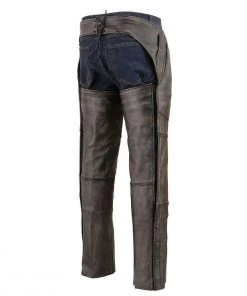 Milwaukee Leather MLM5500 Men's Distressed Brown Four Pocket Thermal Lined Leather Chaps Motorcycle Pants & Chaps