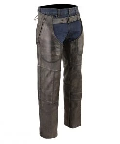 Milwaukee Leather MLM5500 Men's Distressed Brown Four Pocket Thermal Lined Leather Chaps Motorcycle Pants & Chaps
