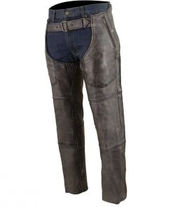 Milwaukee Leather MLM5500 Men's Distressed Brown Four Pocket Thermal Lined Leather Chaps Motorcycle Pants & Chaps