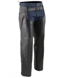 Milwaukee Leather MLM5502 Men's Black 'Cool-Tec' Leather Chaps With Zippered Thigh Pockets Cool-Tec Chaps