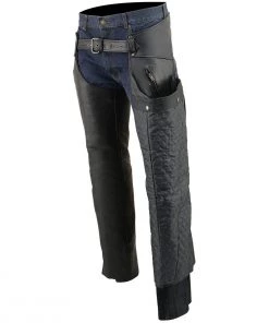 Motorcycle Pants & Chaps Milwaukee Leather MLM5513 Men's Black'Heated' Leather Chaps With Zippered Thigh Pockets