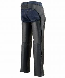 Motorcycle Pants & Chaps Milwaukee Leather MLM5513 Men's Black'Heated' Leather Chaps With Zippered Thigh Pockets