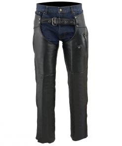 Motorcycle Pants & Chaps Milwaukee Leather MLM5513 Men's Black'Heated' Leather Chaps With Zippered Thigh Pockets