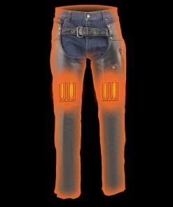 Motorcycle Pants & Chaps Milwaukee Leather MLM5513 Men's Black 'Heated' Leather Chaps With Zippered Thigh Pockets