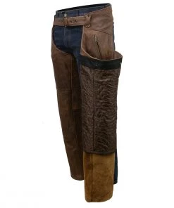 Motorcycle Pants & Chaps Milwaukee Leather MLM5518 Men's Vintage Crazy Horse Brown Slash Pockets Leather Chaps