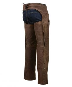 Motorcycle Pants & Chaps Milwaukee Leather MLM5518 Men's Vintage Crazy Horse Brown Slash Pockets Leather Chaps