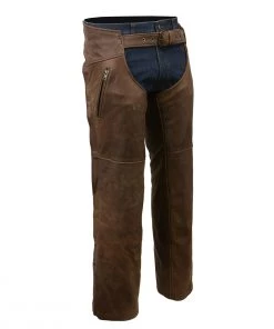 Motorcycle Pants & Chaps Milwaukee Leather MLM5518 Men's Vintage Crazy Horse Brown Slash Pockets Leather Chaps