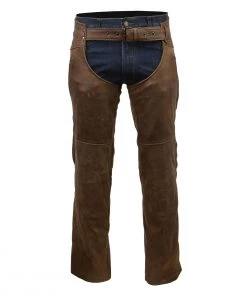 Motorcycle Pants & Chaps Milwaukee Leather MLM5518 Men's Vintage Crazy Horse Brown Slash Pockets Leather Chaps