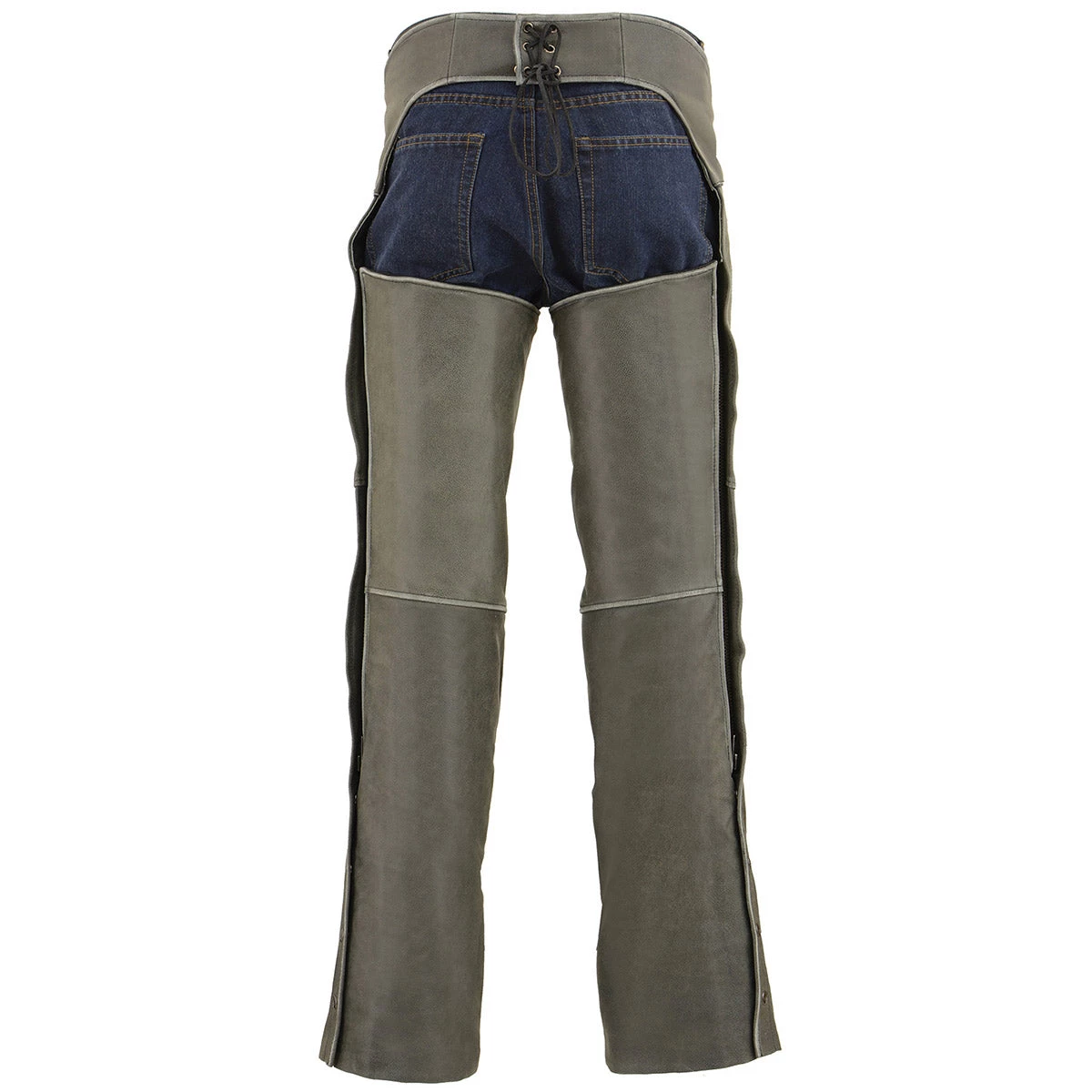 Motorcycle Pants & Chaps Milwaukee Leather MLM5536 Men's Vintage Grey Slate Leather Chaps With Deep Thigh Pockets