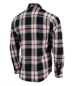 NexGen MNG11625 Men's Black And White With Red Long Sleeve Cotton Flannel Shirt Riding Gear