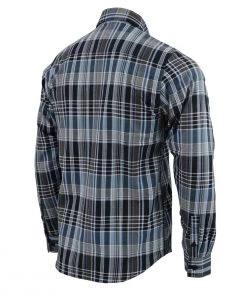 Riding Gear NexGen MNG11626 Men's Black And White With Blue Long Sleeve Cotton Flannel Shirt