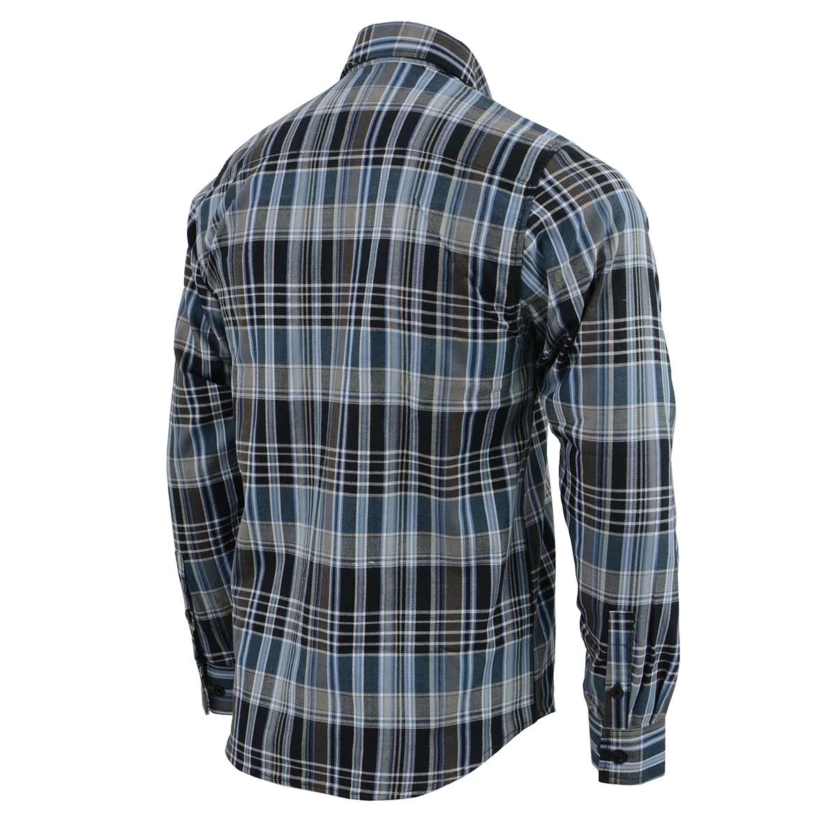 Riding Gear NexGen MNG11626 Men's Black And White With Blue Long Sleeve Cotton Flannel Shirt