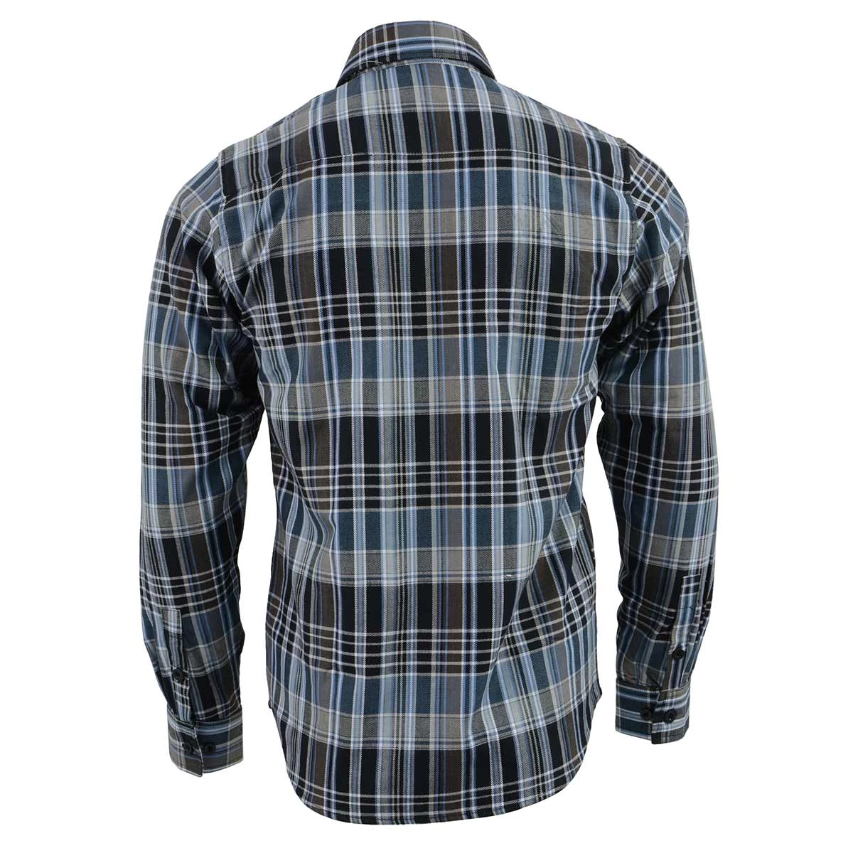 Riding Gear NexGen MNG11626 Men's Black And White With Blue Long Sleeve Cotton Flannel Shirt