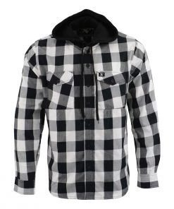 NexGen MNG11629 Men's Black And White Long Sleeve Cotton Flannel Shirt With Hoodie