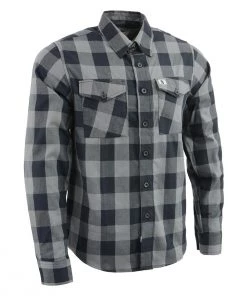 NexGen MNG11630 Men's Black And Grey Long Sleeve Cotton Flannel Shirt Riding Gear