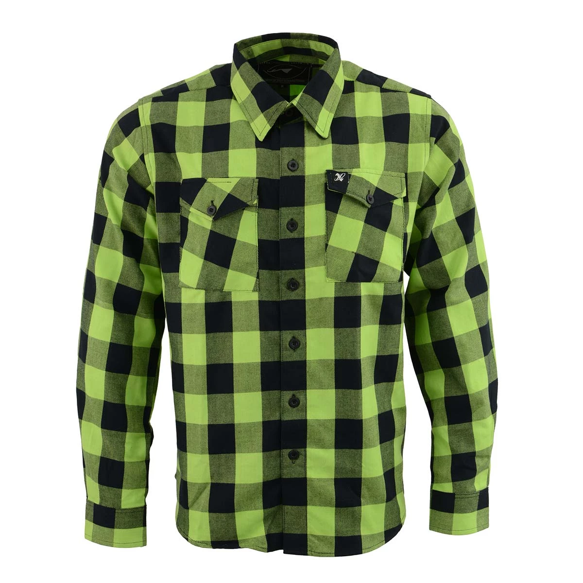 NexGen MNG11632 Men's Black And Neon Green Long Sleeve Cotton Flannel Shirt