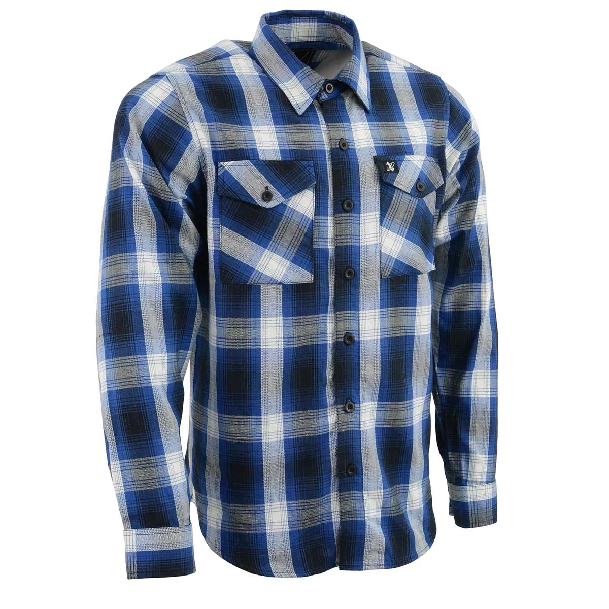 Riding Gear NexGen MNG11635 Men's Blue And White Long Sleeve Cotton Flannel Shirt