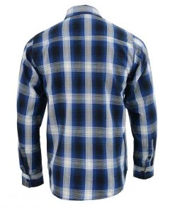 Riding Gear NexGen MNG11635 Men's Blue And White Long Sleeve Cotton Flannel Shirt