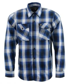 Riding Gear NexGen MNG11635 Men's Blue And White Long Sleeve Cotton Flannel Shirt