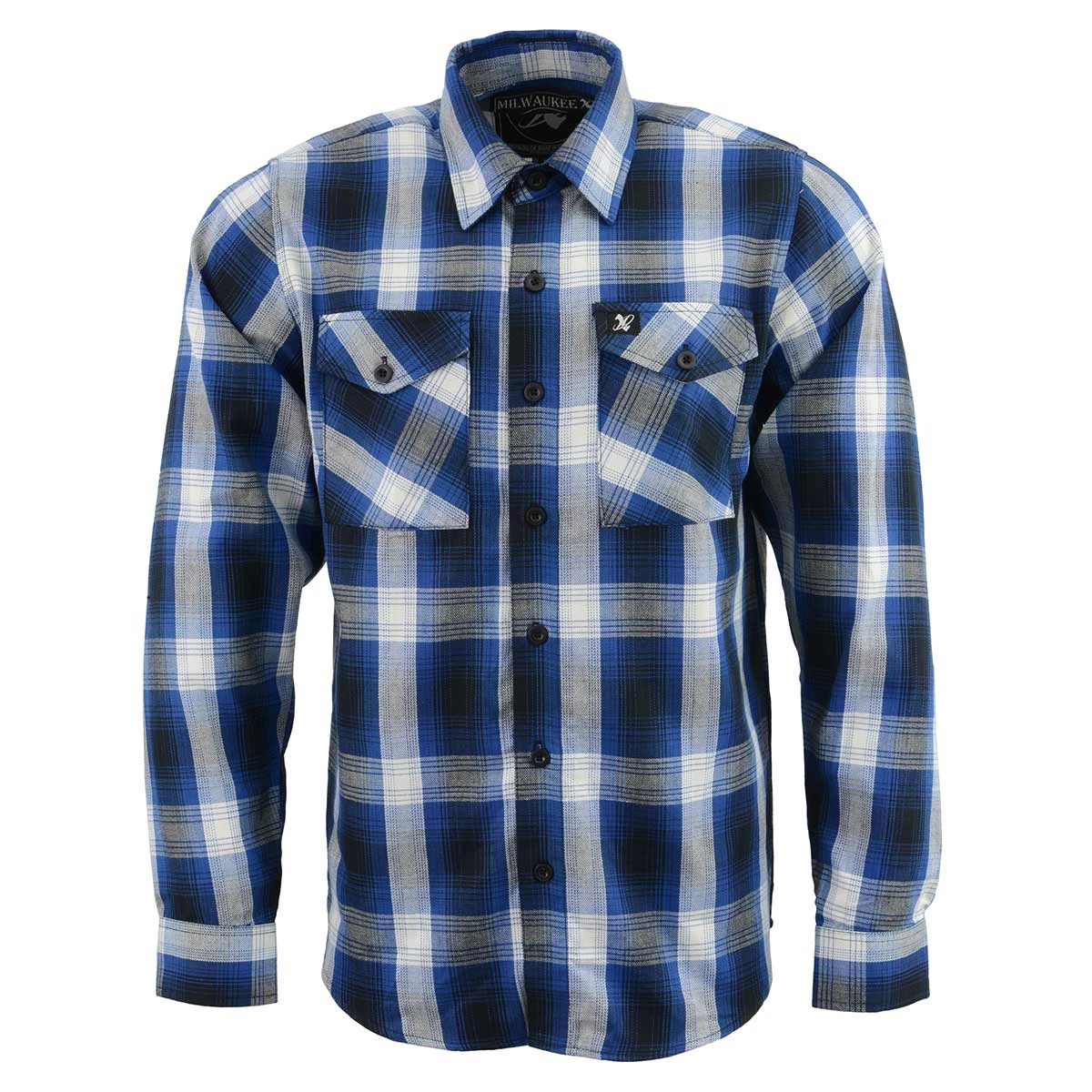 Riding Gear NexGen MNG11635 Men's Blue And White Long Sleeve Cotton Flannel Shirt