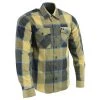 NexGen MNG11639 Men's Beige With Black And Blue Long Sleeve Cotton Flannel Shirt Riding Gear