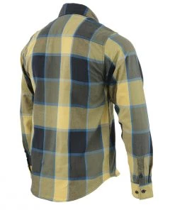 NexGen MNG11639 Men's Beige With Black And Blue Long Sleeve Cotton Flannel Shirt Riding Gear
