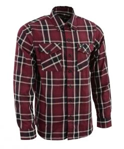 NexGen MNG11640 Men's Maroon With Black And White Long Sleeve Cotton Flannel Shirt