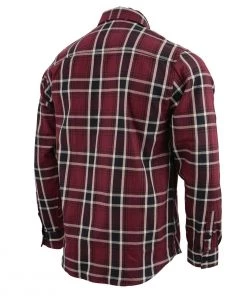NexGen MNG11640 Men's Maroon With Black And White Long Sleeve Cotton Flannel Shirt