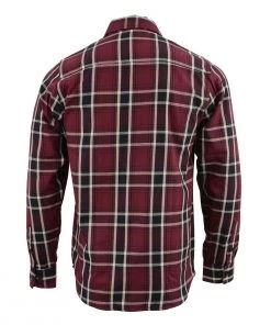 NexGen MNG11640 Men's Maroon With Black And White Long Sleeve Cotton Flannel Shirt